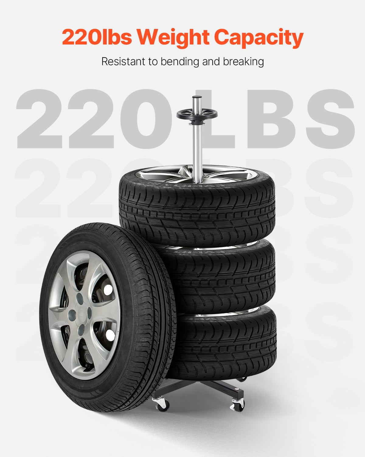 Tire rack for 4 tires with rim Mobile tire rack Fits up to 225 mm wide tires