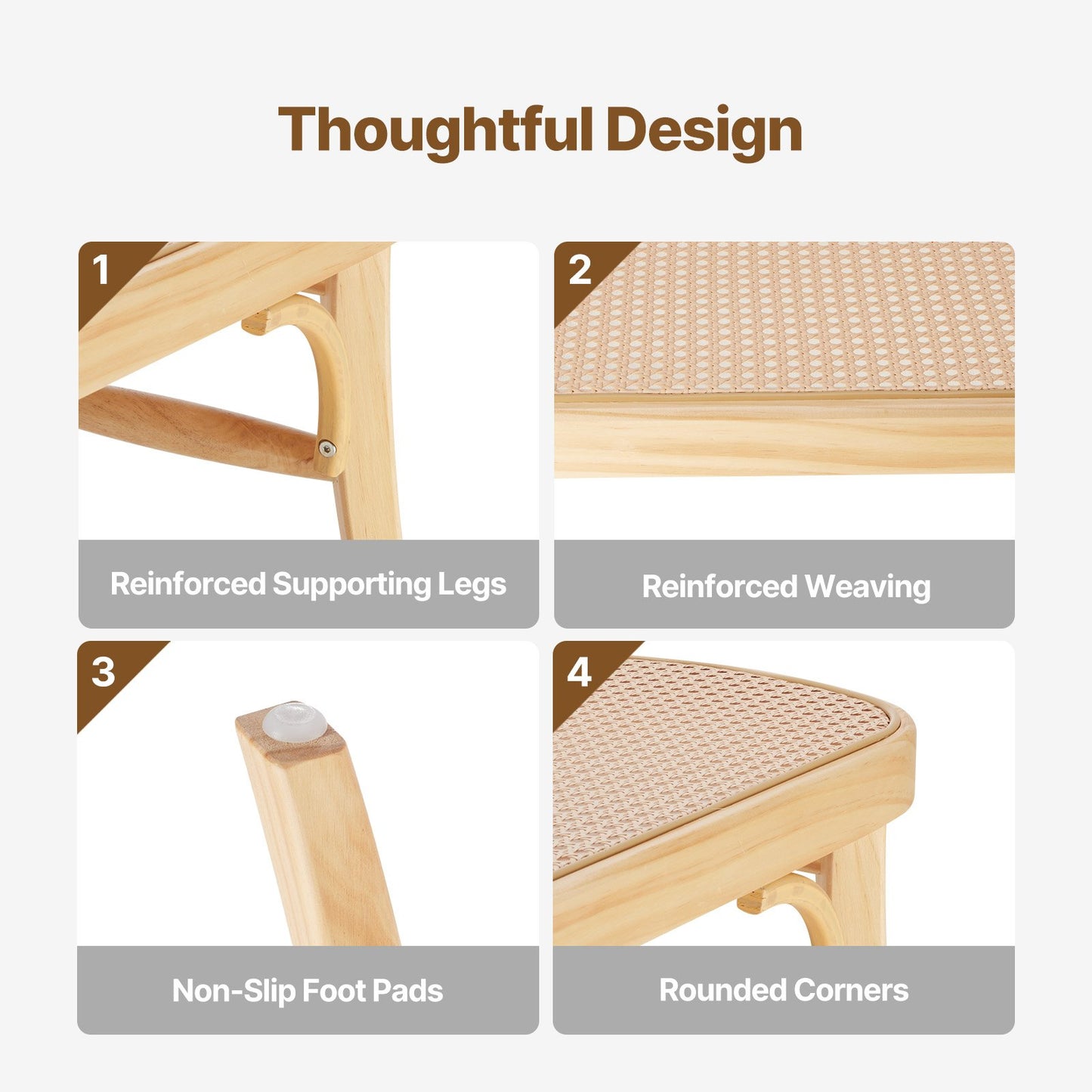 Rattanbank Holzbank 110 cm für den Eingangsbereich, Wohn- und Schlafzimmer