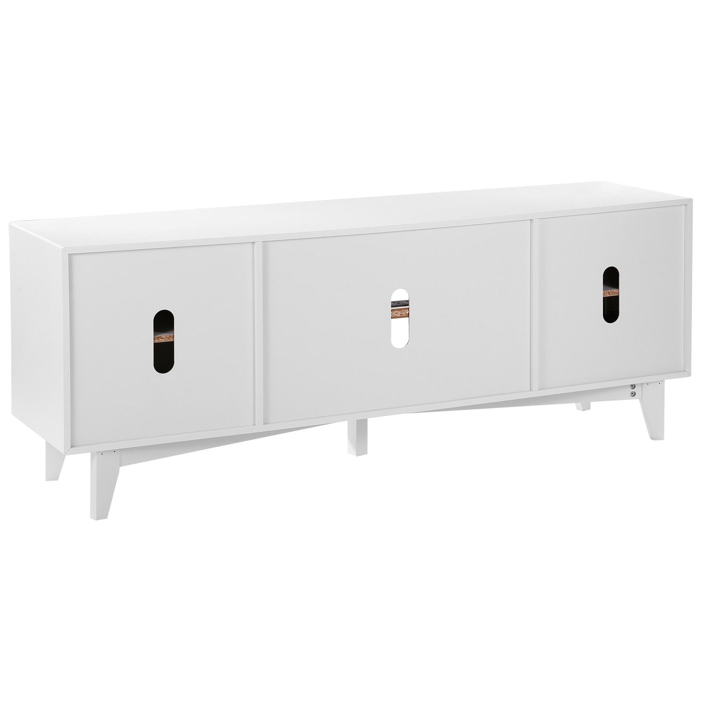 Rattan-TV-Ständer 191cm Fernseher Boho-TV-Schrank Weiß Fernsehschrank