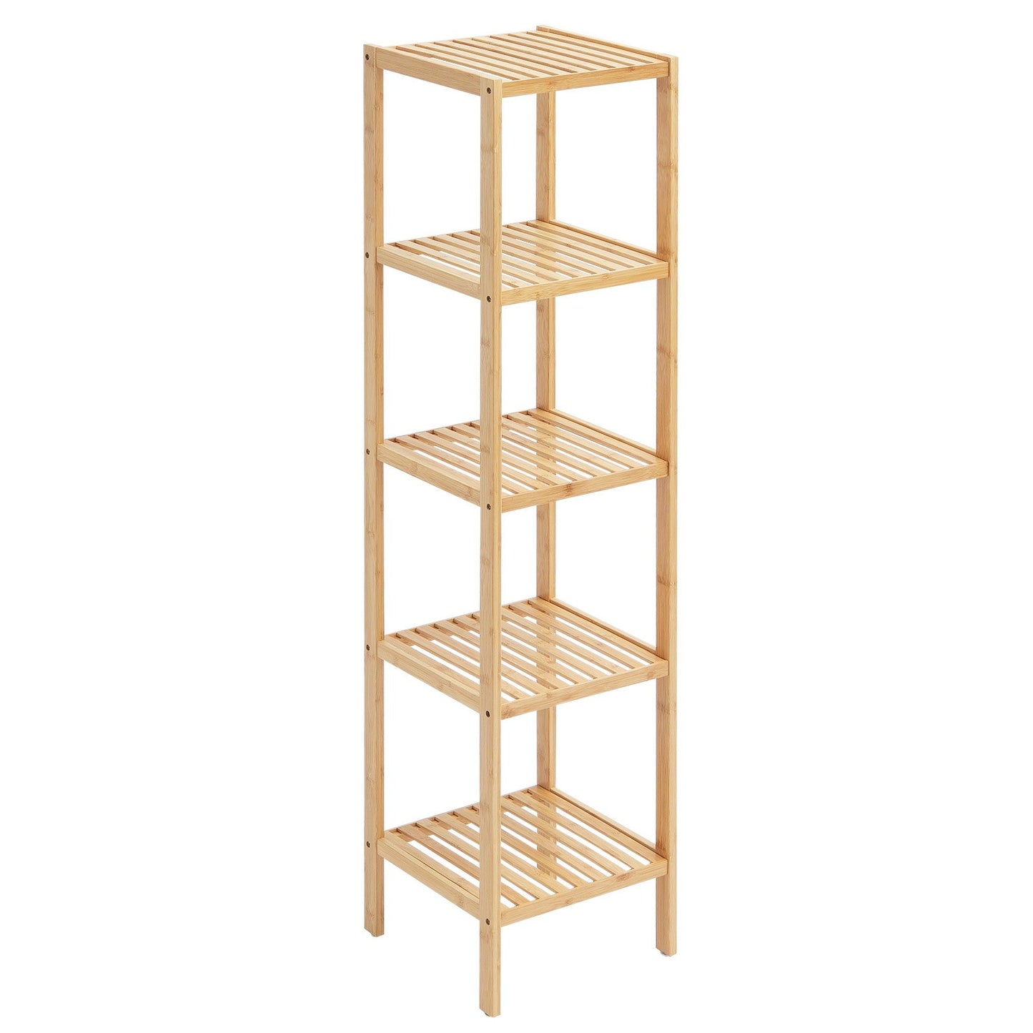 Hörn Stående Bokhylla 5-vånings Bamboo Stege Smal Hylla Plant Stand