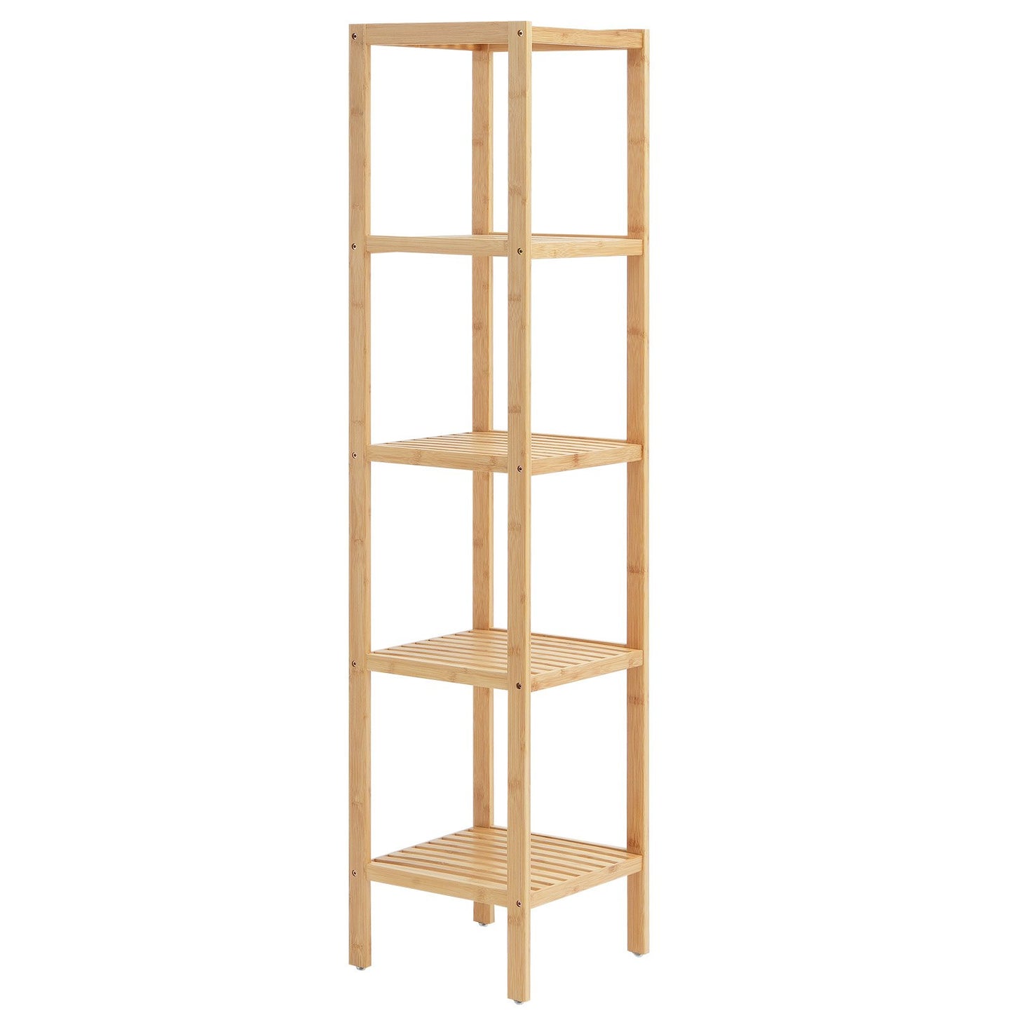 Corner Standing Bookshelf 5-Tier Bamboo Ladder Narrow Shelf Plant Stand