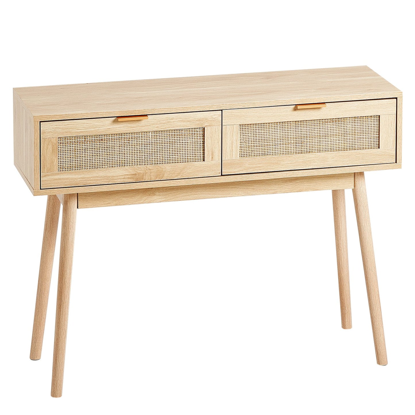 Rattan-Konsolentisch mit 2 Schubladen Rattan-Schiebetür Natur