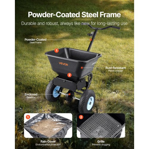 Walk-behind push spreader 100LB Capacity 0-9.8ft Spreading width