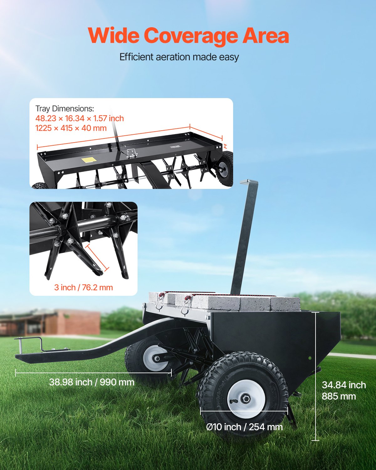 48" tow plug aerator with universal coupling lawn aerator towing behind