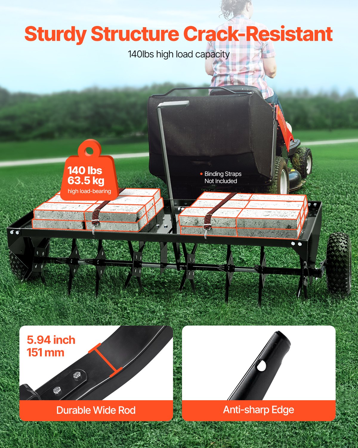 48" tow plug aerator with universal coupling lawn aerator towing behind
