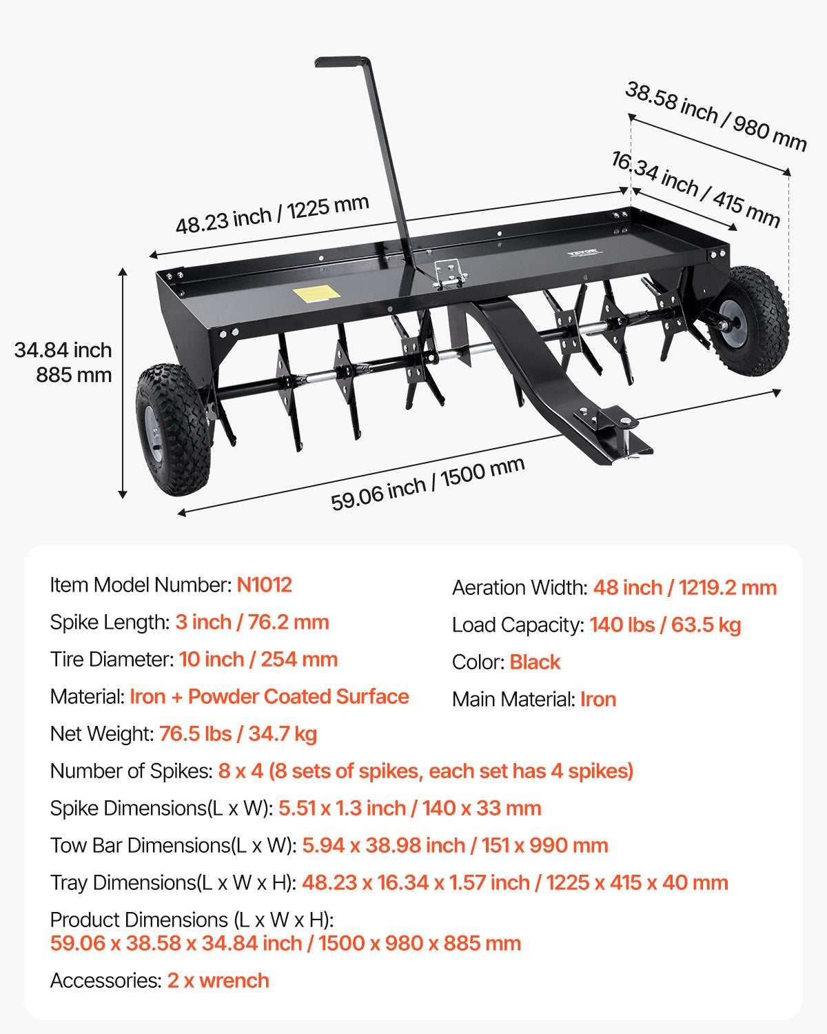 48" tow plug aerator with universal coupling lawn aerator towing behind