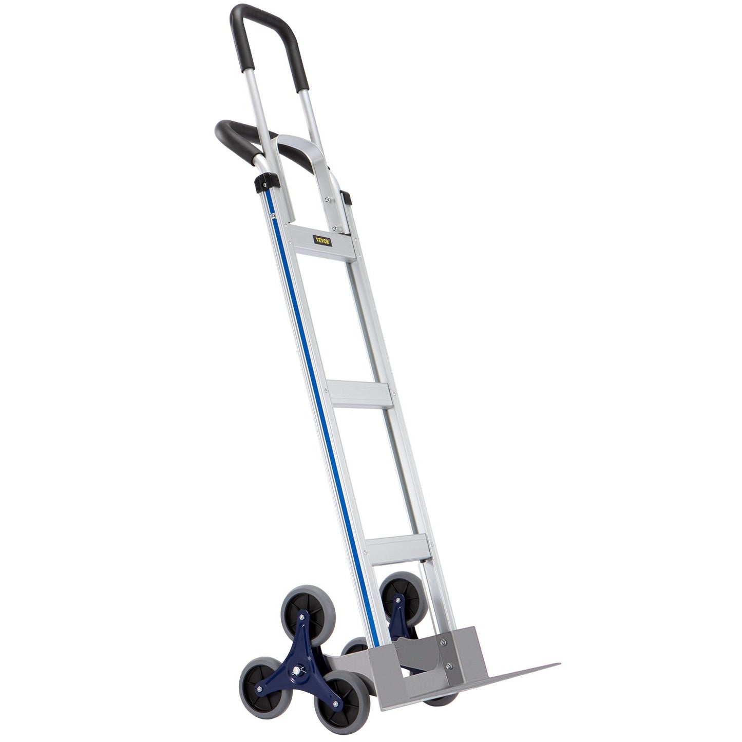 Stair Climbing Cart, 550 lbs Load Capacity, Aluminum Hand Truck with Dual Handles, Integrated Frame and Non-Slip Rubber Wheels, Multifunctional Stair Climber for Warehouse Airport