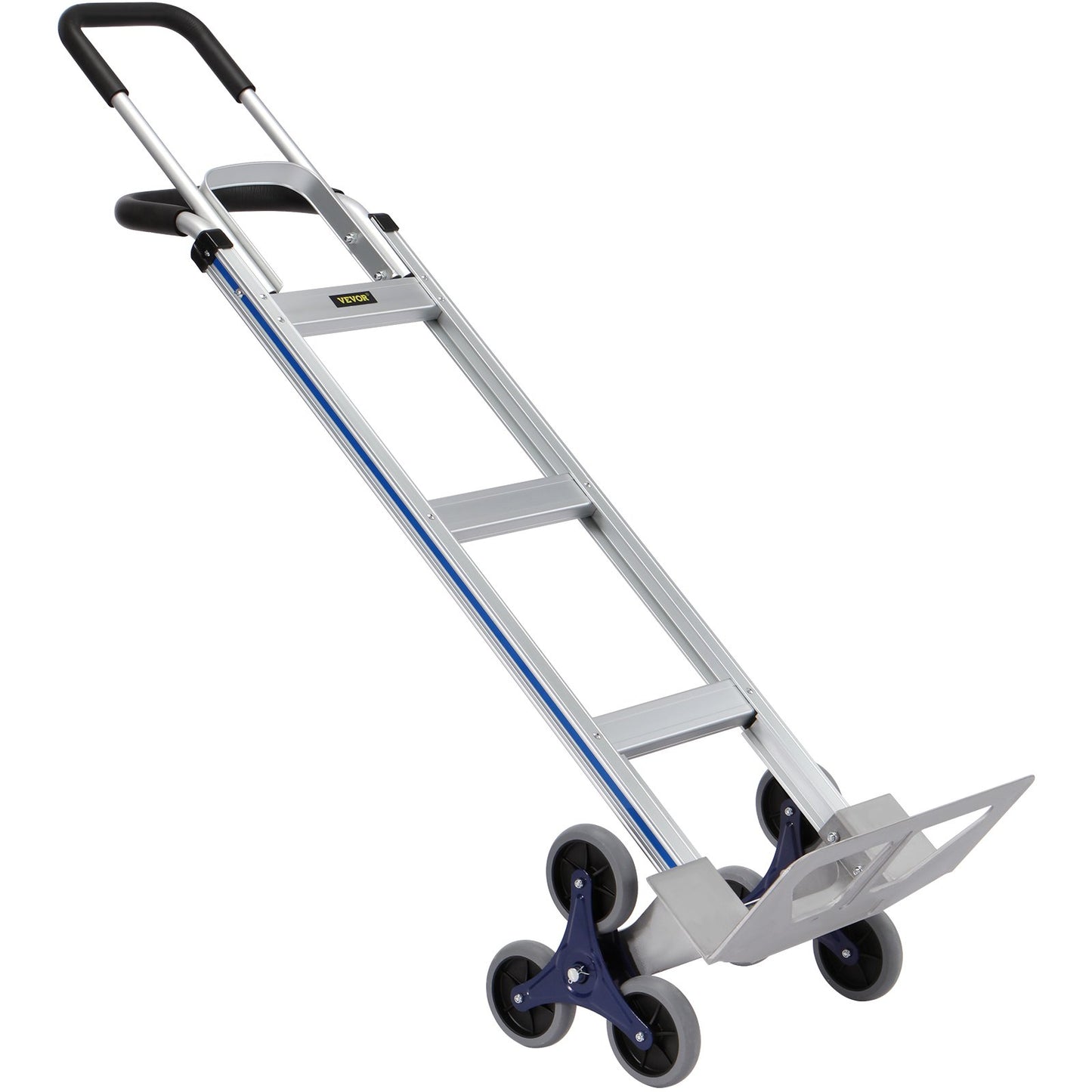 Stair Climbing Cart, 550 lbs Load Capacity, Aluminum Hand Truck with Dual Handles, Integrated Frame and Non-Slip Rubber Wheels, Multifunctional Stair Climber for Warehouse Airport