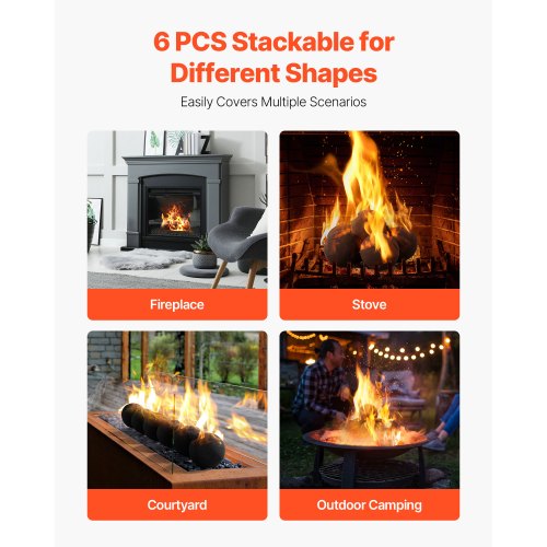 12.5 cm 6 pcs ceramic fireballs round fire stones reusable lava stones