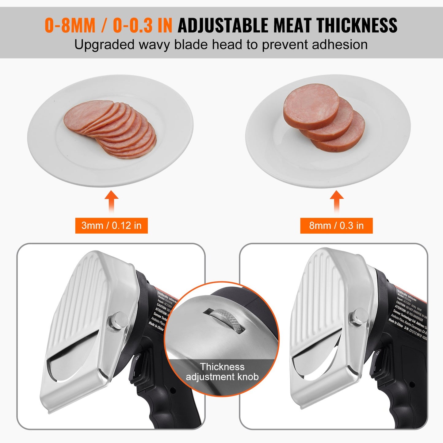 Elektrisk shawarmakniv Turkisk Doner Kebab köttgyroskärare med 2 blad