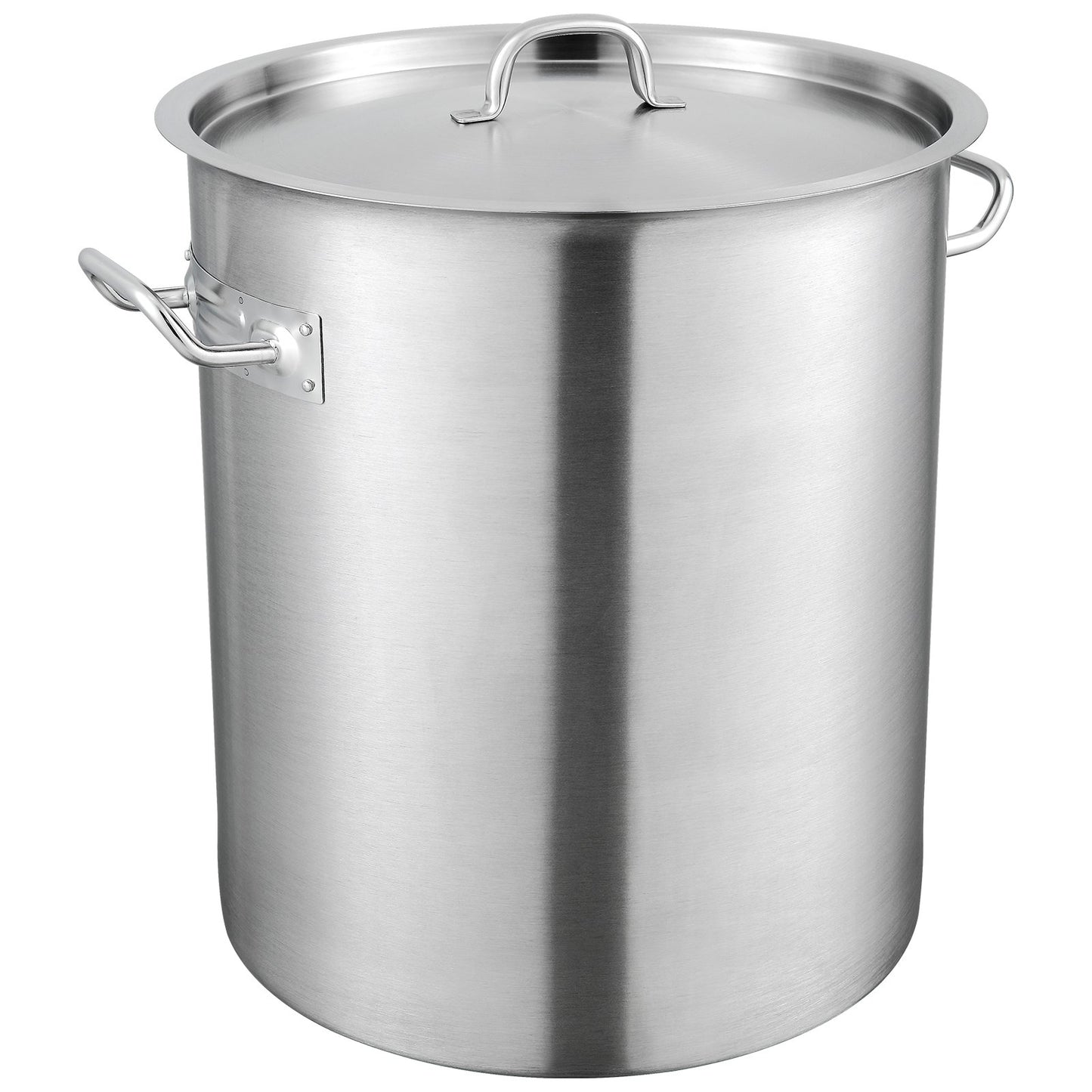 Stockpot i rostfritt stål, 42 quarts stora kokkärl, såsgryta för flera användningsområden med lock och handtag, kraftig lagerkanna för kommersiell kvalitet, slipbehandling, för stora grupper Events Silver
