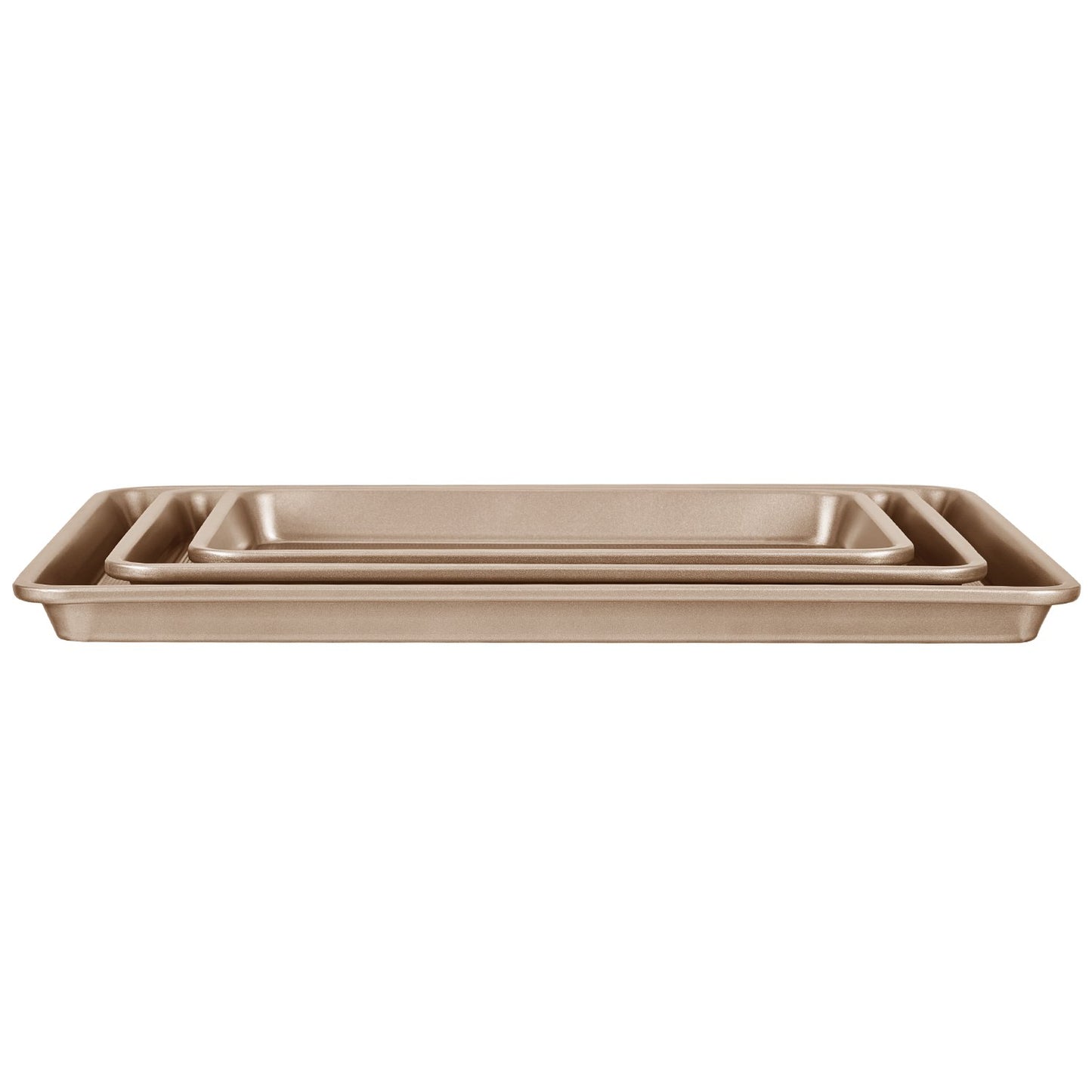 Baking tray set 3-piece nonstick carbon steel set with silicone handle