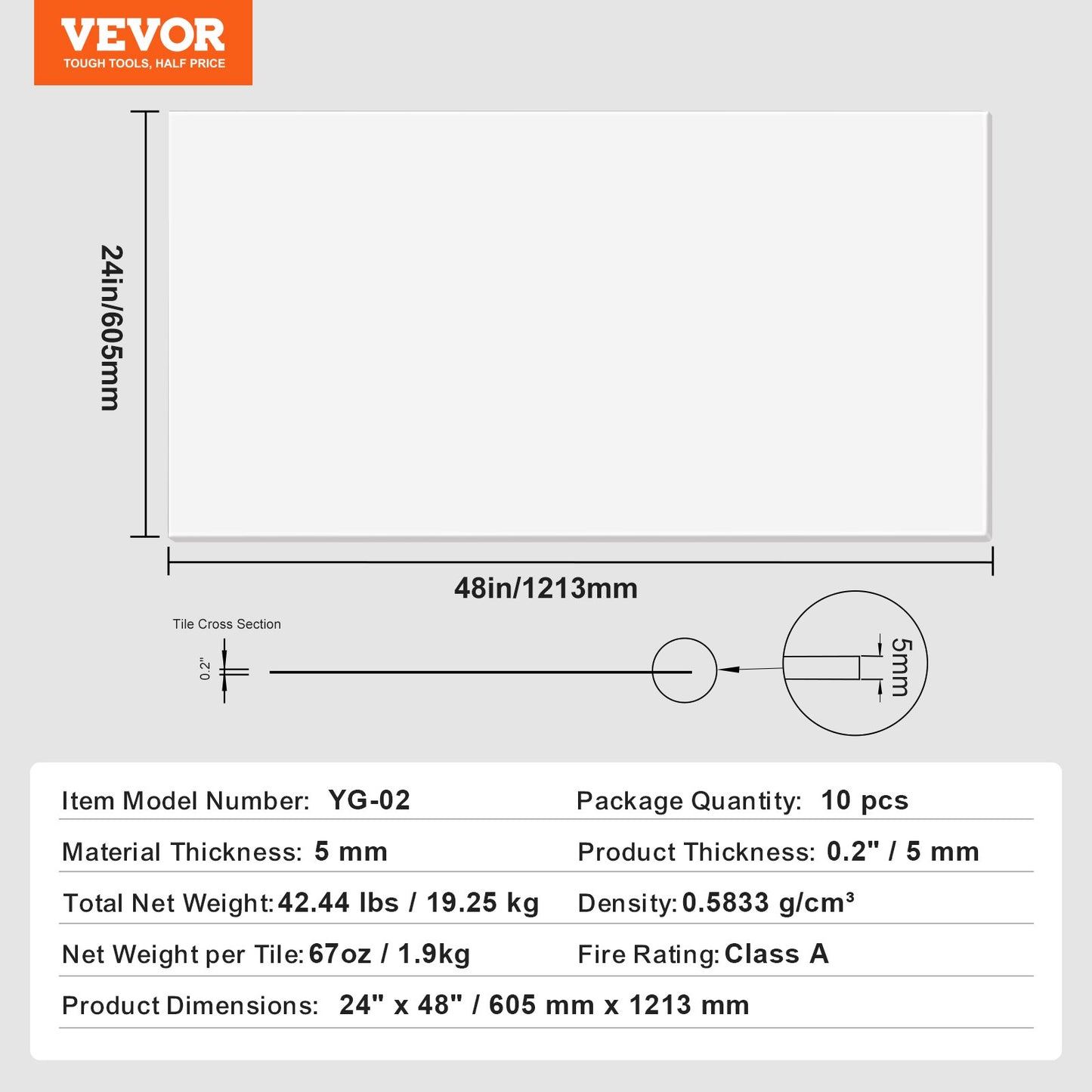 Takplattor 10-pack 24 x 24 i PVC-skum Brandklassad Slät Vit
