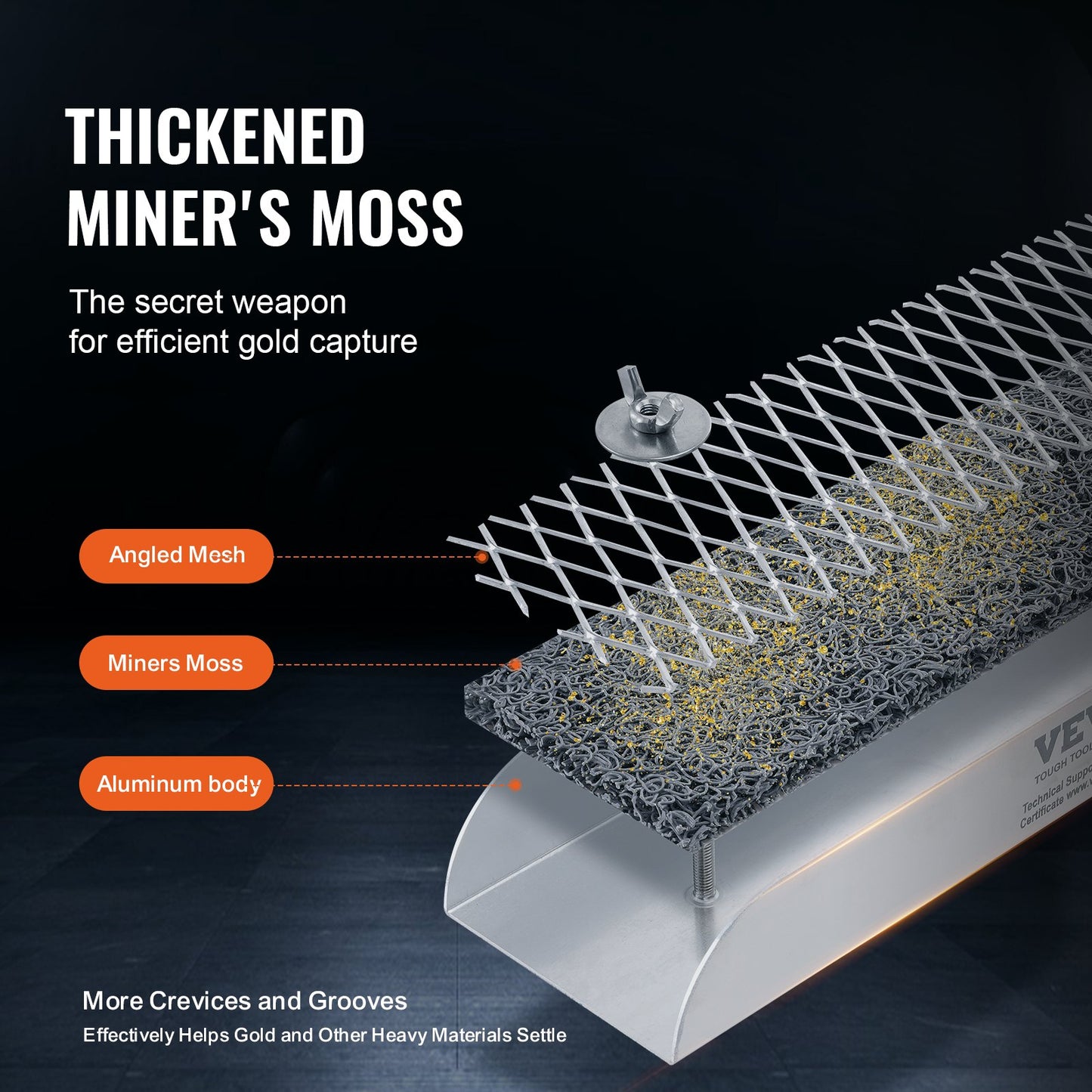 Gold Panning Kit med Mini Sluice Box, 12" Aluminium Gold Mining Utrustning, 16 ST Gold Prospecting Kit med Gold Pan, Classifier Screen, Separeringsmagnet, Dragsko Ryggsäck och tillbehör