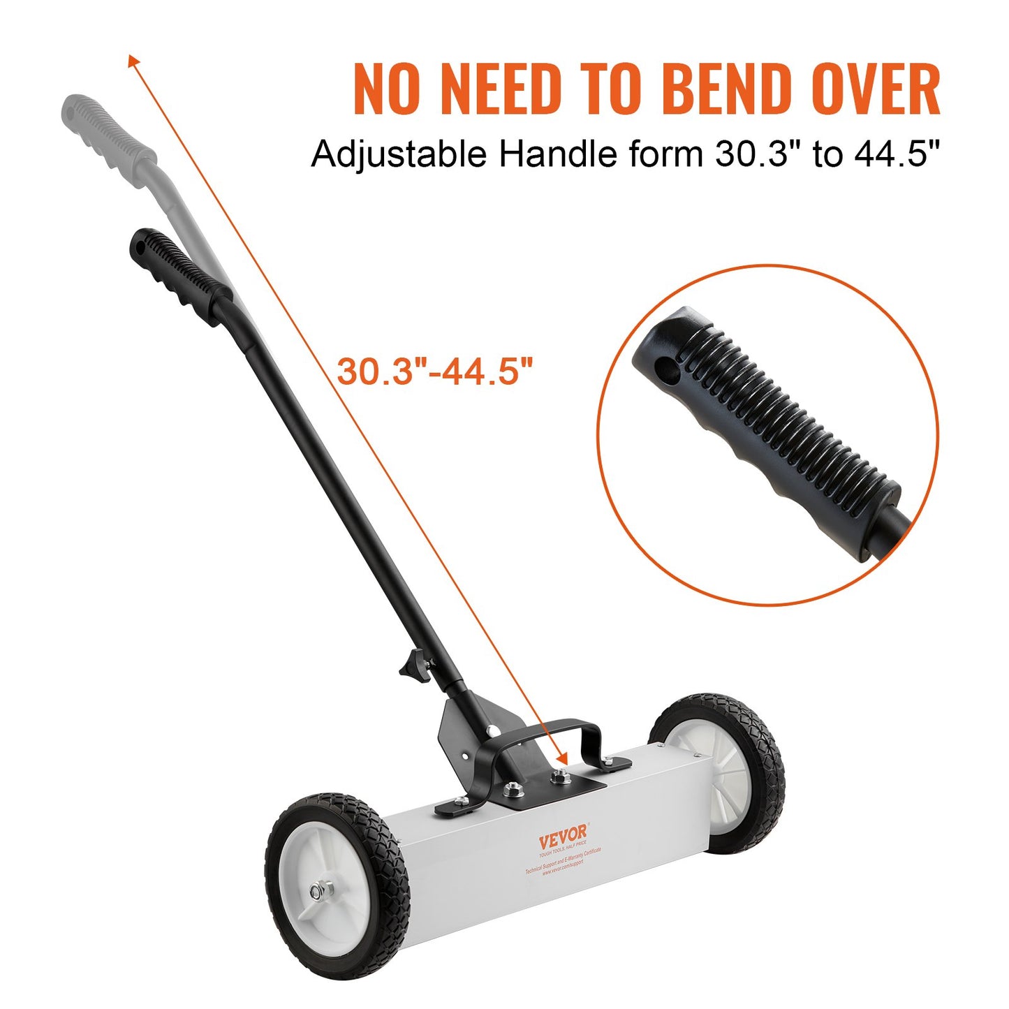 45 Pound Rolling Magnetic Sweeper with Wheels, Magnetic Pickup Push Type Sweeper, 18 Inch Pickup with Large Magnet for Lawn, Magnet with Telescopic Handle, Easy Cleaning of Workshop Garage