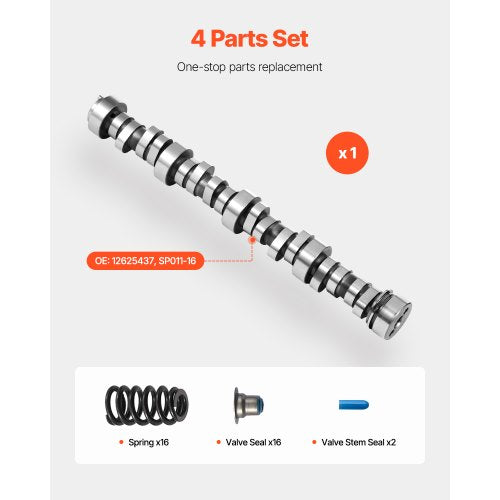 Camshaft kit with springs and valve seals 1999-2013 GM Gen3/4 Norris Trucks