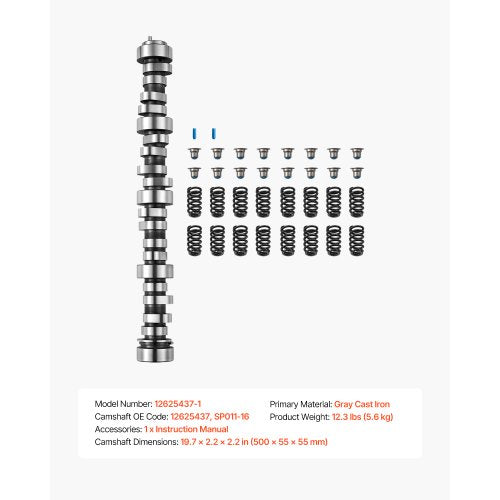 Camshaft kit with springs and valve seals 1999-2013 GM Gen3/4 Norris Trucks