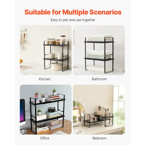 2-Tier Cabinet Organizer Shelf Countertop Shelves Steel Storage Spice Rack | EU