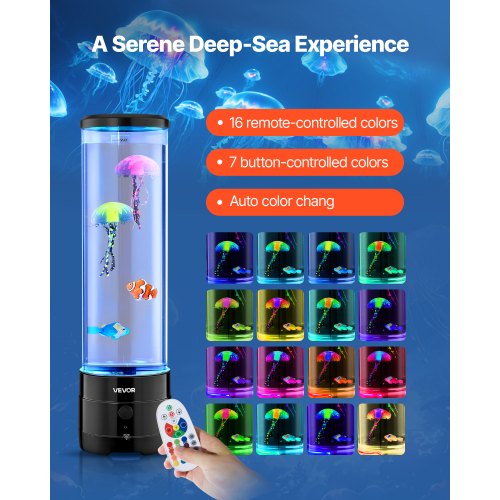 Sensorisk Bubbelrörslampa 16 Fjärrstyrd Färgad Vattenfisklampa