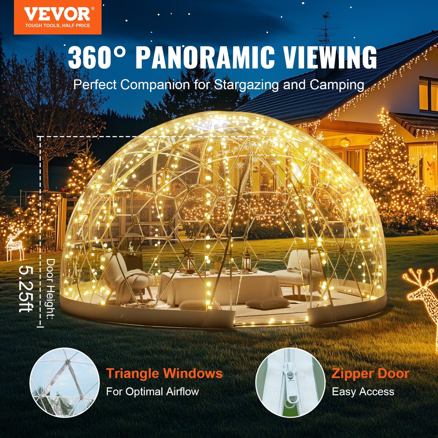 9,5 Fuß Kuppelzelt Bubble Zelt Outdoor Haus Camping Shelter mit transparentem Fenster