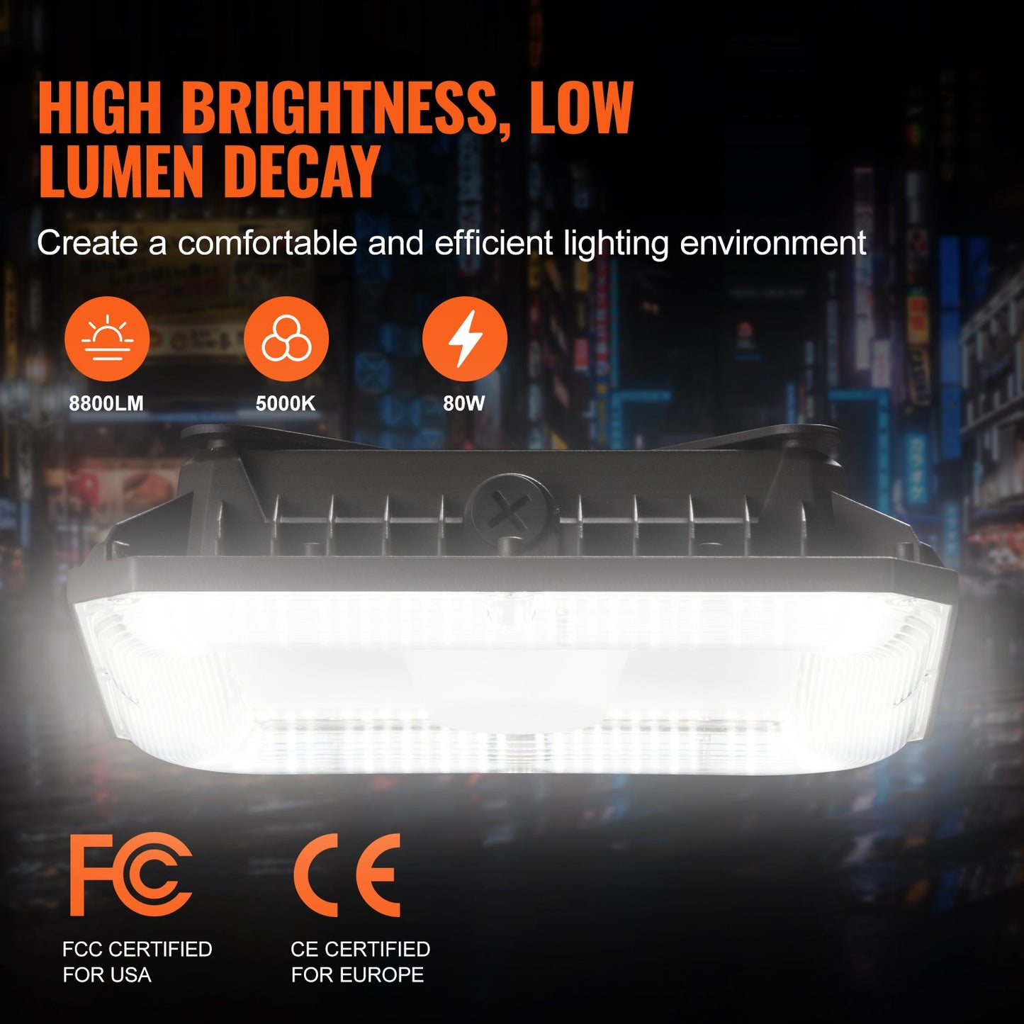4-pack LED Canopy Lights 80W 8800LM 5000K Daylight Outdoor Canopy Lighting