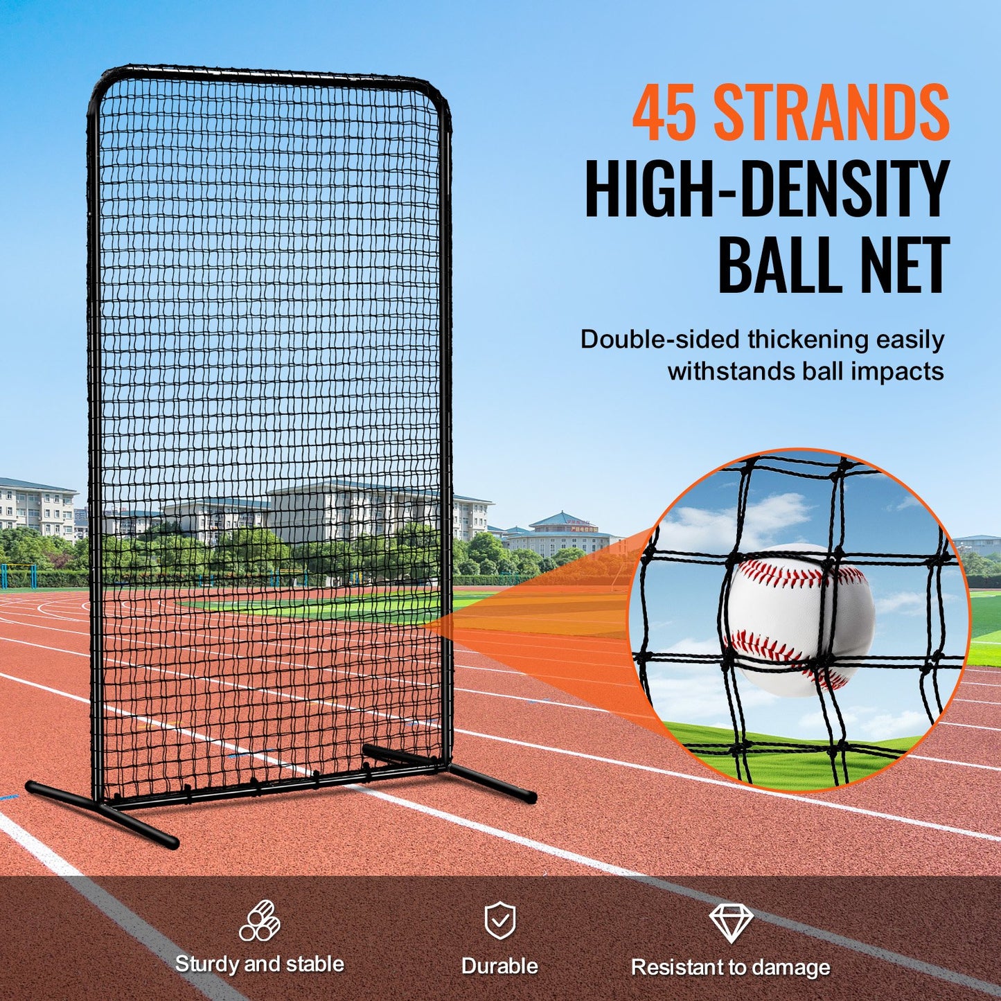 I Screen Baseball för Batting Cage, 7x4 ft Baseball Softball Säkerhetsskärm, Body Protector Bärbar Batting Screen med bärväska och markinsatser, Heavy Duty Pitching Net för Pitchers Protection
