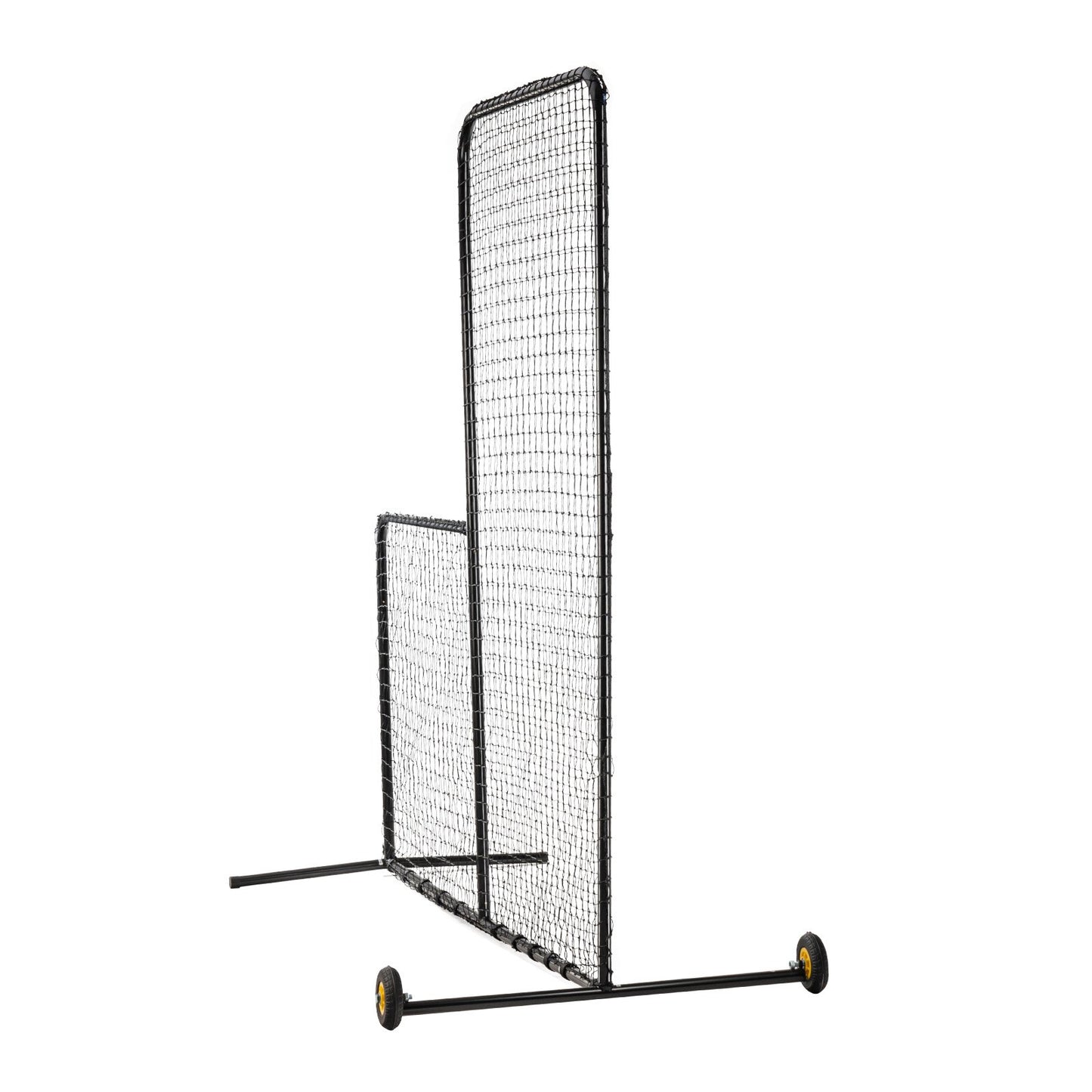 L Screen Baseball for Batting Cage, 7x7 ft Softball Safety Screen, Body Protector Portable Batting Screen with Carrying Bag, Wheels, Ground Stakes, Heavy Duty Pitching Net for Pitchers Protection