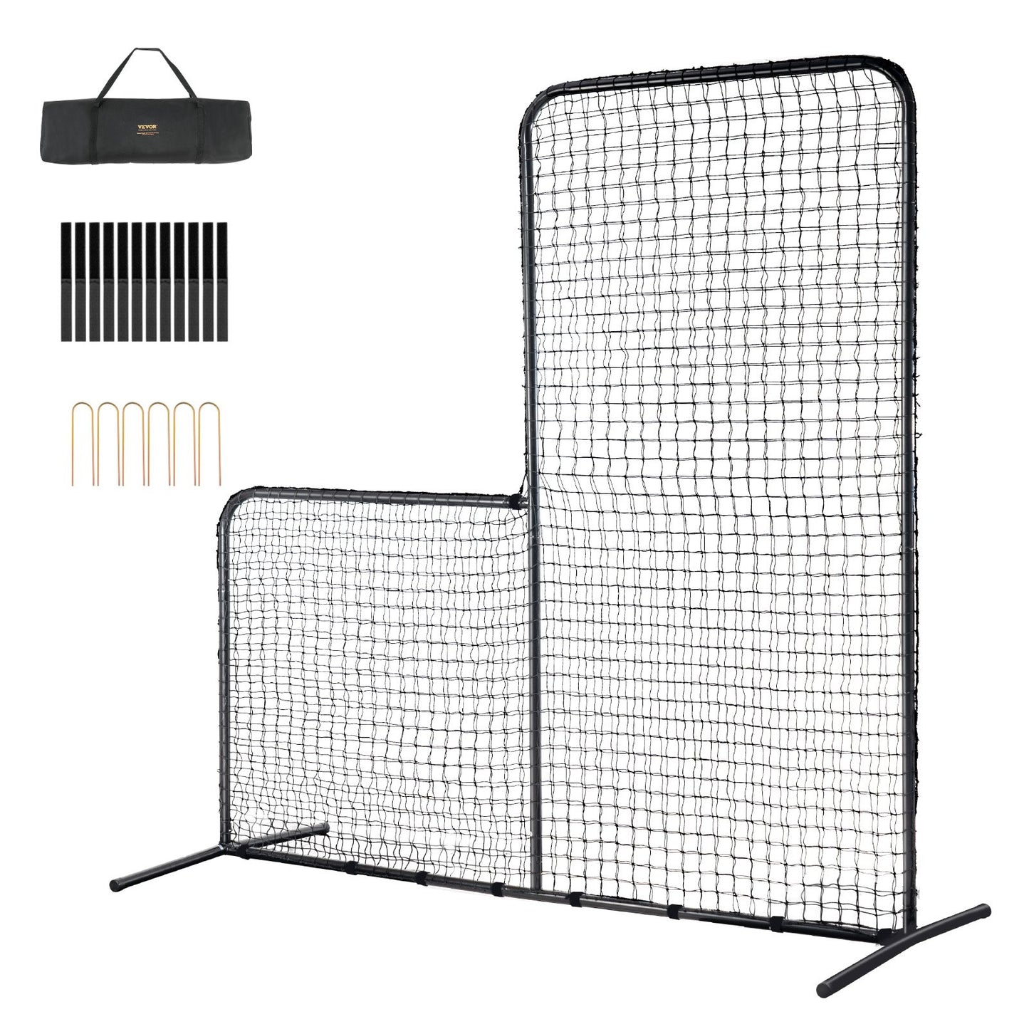 L Screen Baseball for Batting Cage, 7x7 ft Baseball Softball Safety Screen, Body Protector Portable Batting Screen with Carrying Bag and Ground Stakes, Heavy Duty Pitching Net for Pitchers Protection