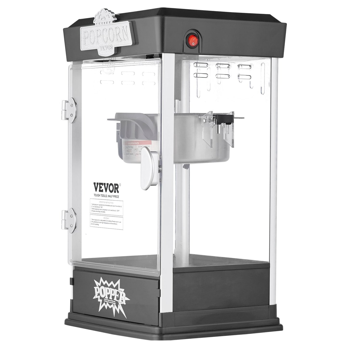 Popcorn Popper Machine Tabletop Popcorn Maker 480W 4 Oz Black
