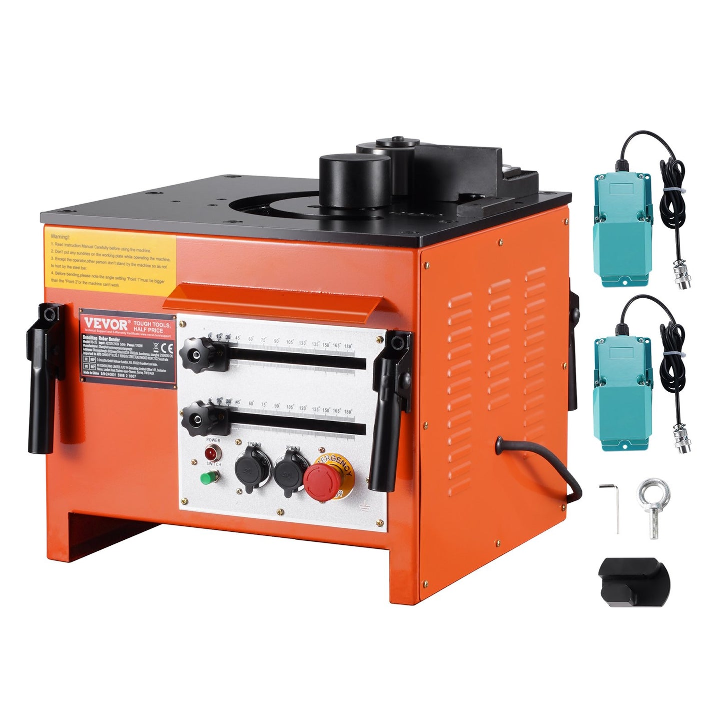 Benchtop elektrisk armeringsjärnsbockare 1700W 3 vinkel upp till 1 tum #8 (4-25 mm)