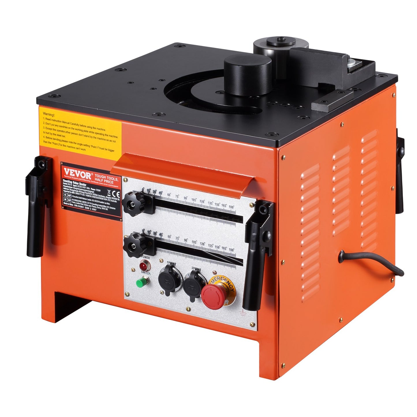 Benchtop elektrisk armeringsjärnsbockare 1700W 3 vinkel upp till 1 tum #8 (4-25 mm)