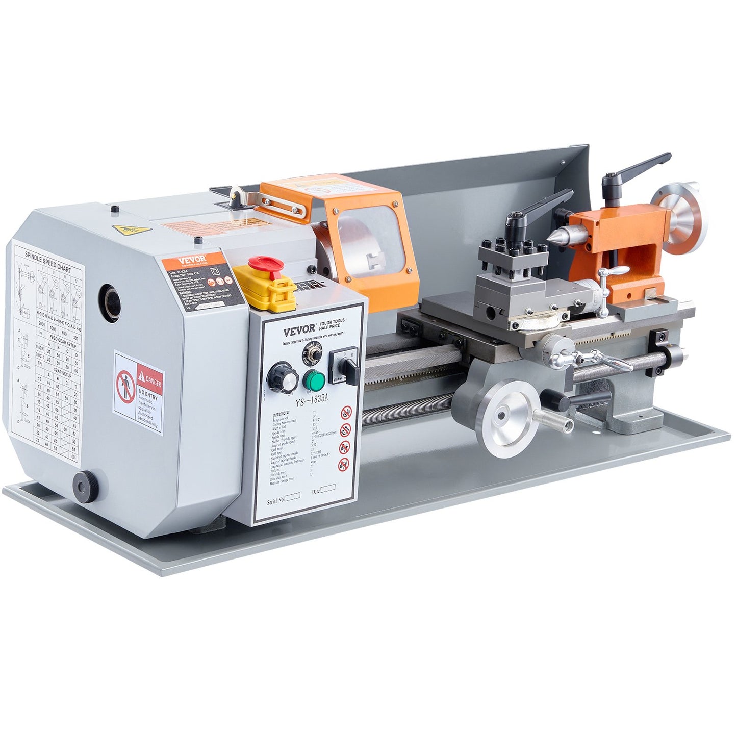 Metal Lathe, 7'' x 13.78'', Precision Benchtop Power Metal Lathe, 0-2200 rpm Continuously Variable Speed, 500W Brush Motor Metal Gears, with Toolbox for Machining Precision Parts