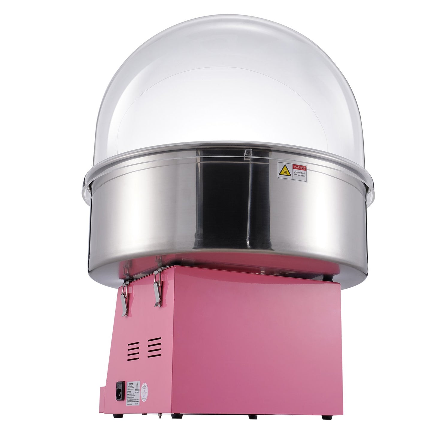 Elektrisk sockervaddsmaskin, 1000 W godismaskin, kommersiell sockervaddsmaskin med lock, skål i rostfritt stål och sockerskopa, perfekt för hemmabarns födelsedag, familjefest (rosa)