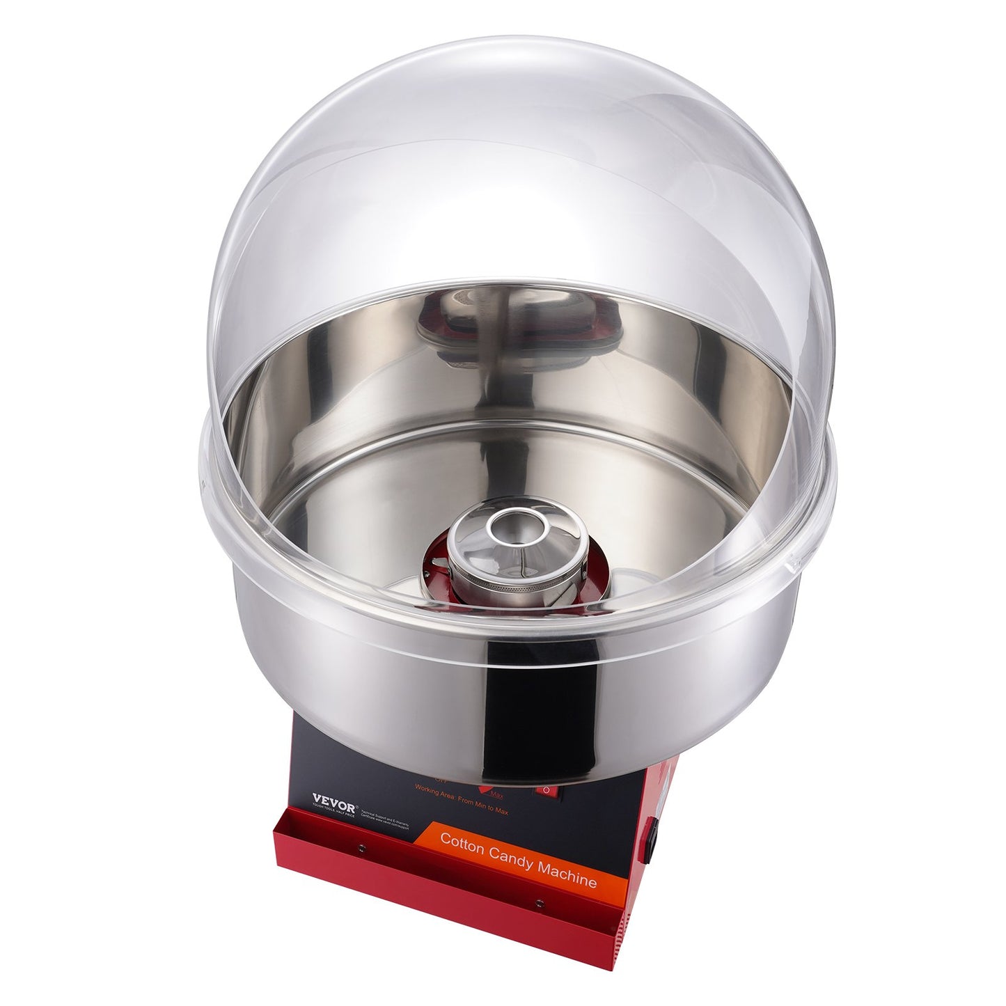 Electric Cotton Candy Machine, 1000W Candy Floss Maker, Commercial Cotton Candy Machine with Lid, Stainless Steel Bowl and Sugar Scoop, Perfect for Home Children's Birthday, Family Party (Red)