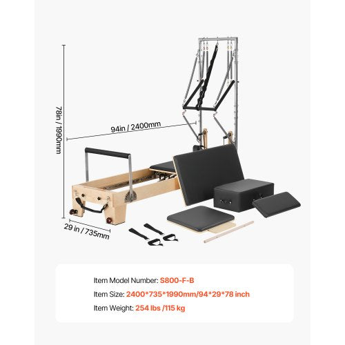 Pilates Reformer Trä Pilatesmaskin Hemmagym Träningsutrustning | EU