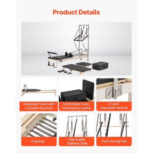Pilates Reformer Pilatesmaskin Hemmagymutrustning med Motstånd | EU