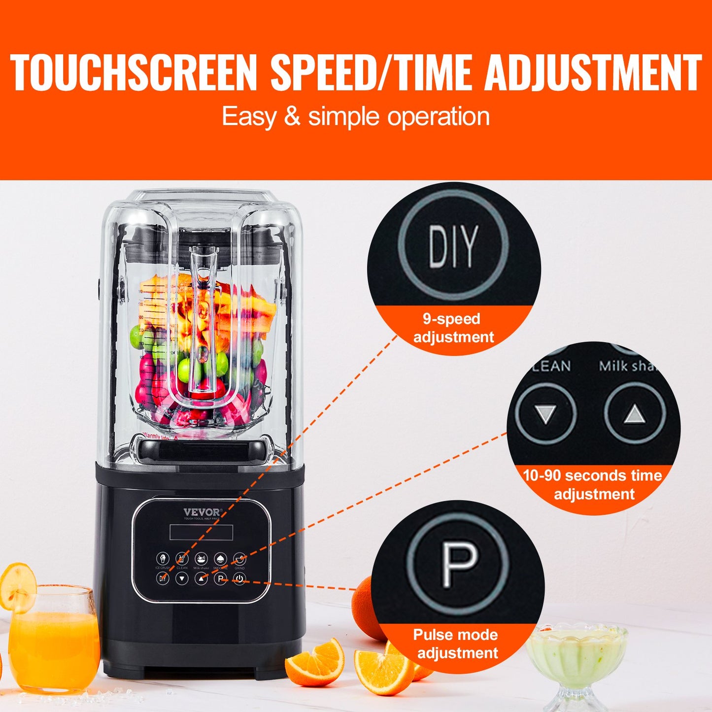 Professional Blender Commercial Bänkskiva Blenders 68 oz Smoothies Shakes