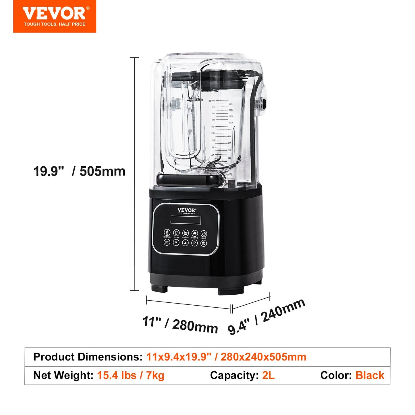 Professional Blender Commercial Bänkskiva Blenders 68 oz Smoothies Shakes
