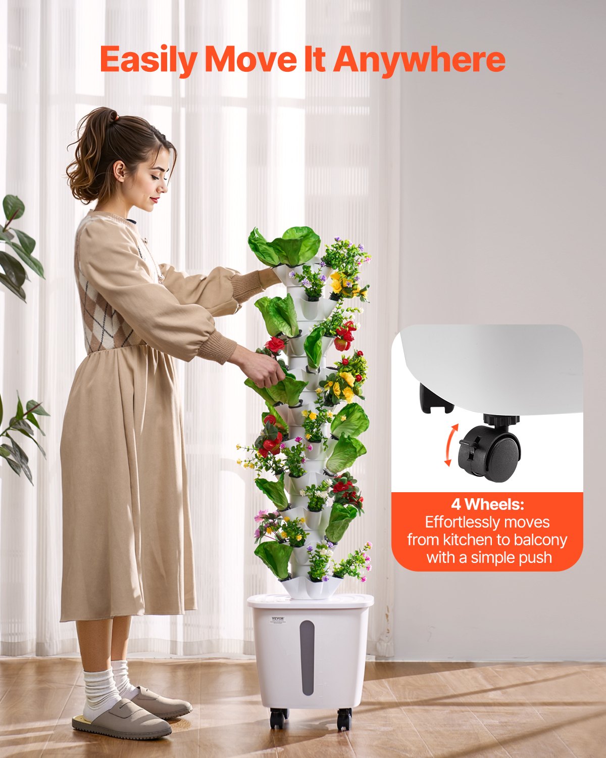 Hydroponic odlingssystem med hjul 50 pods Hydroponic Tower Garden