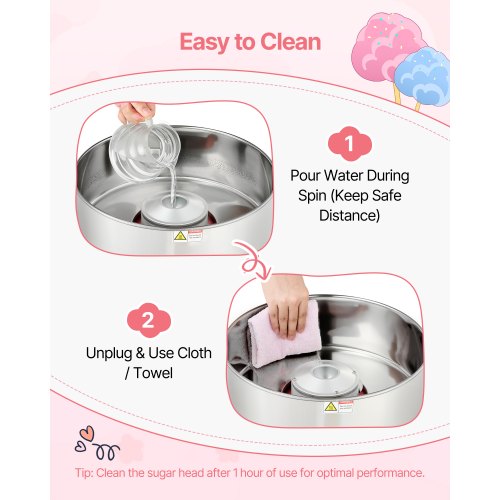 Kommersiell Sockervaddsmaskin Elektrisk Sockervaddsmaskin 1000W Rosa