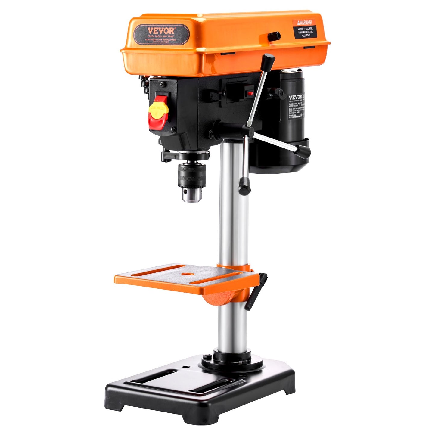 Bench Drill Press 203.2 mm 8-inch, 2.3A Induction Motor, 500W Maximum Power, Bench Drill Machine with 550/950/1450/1950/2500 RPM Variable 5-Speed Control, 0-45° Tilting Worktable