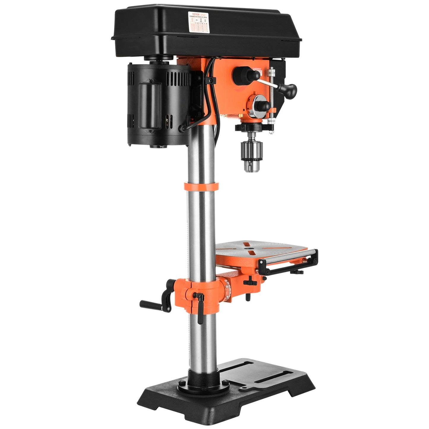 750-W-Tischbohrmaschine, 440–2580 U/min. Bohrmaschine mit stufenloser Drehzahlregelung mit 0–45° neigbarem Arbeitstisch, 12-Zoll-Schwenkbewegung, Röntgenpositionierung