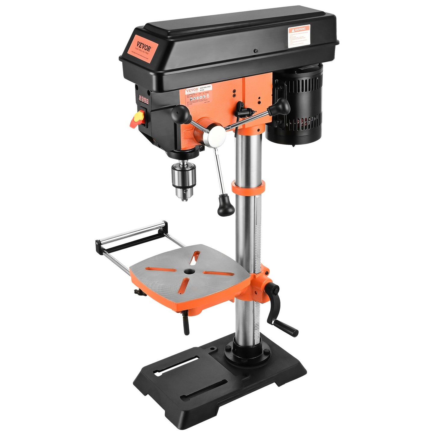 750-W-Tischbohrmaschine, 440–2580 U/min. Bohrmaschine mit stufenloser Drehzahlregelung mit 0–45° neigbarem Arbeitstisch, 12-Zoll-Schwenkbewegung, Röntgenpositionierung