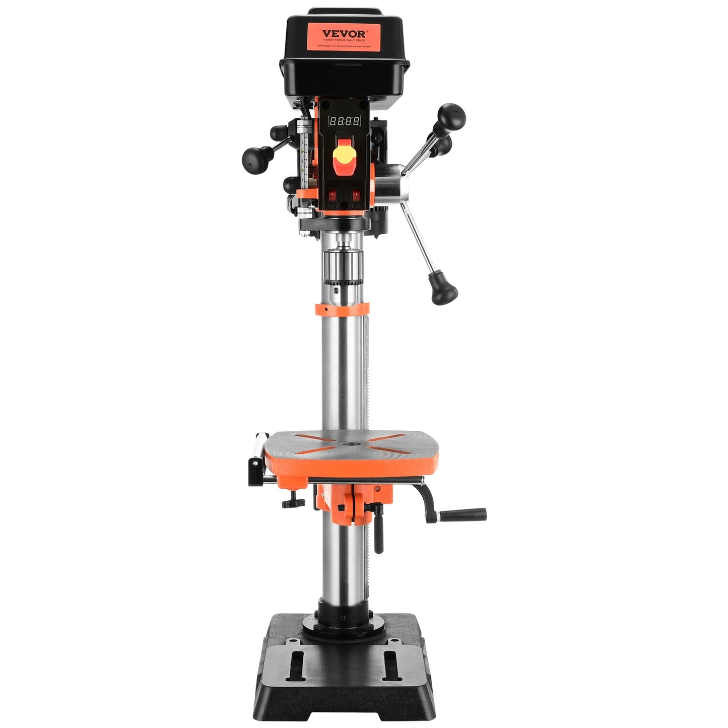 750-W-Tischbohrmaschine, 440–2580 U/min. Bohrmaschine mit stufenloser Drehzahlregelung mit 0–45° neigbarem Arbeitstisch, 12-Zoll-Schwenkbewegung, Röntgenpositionierung