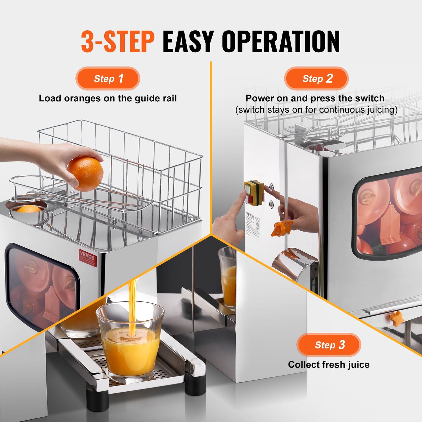Commercial Orange Juicer Machine 120W Rostfritt Stål Presspress Extraktor