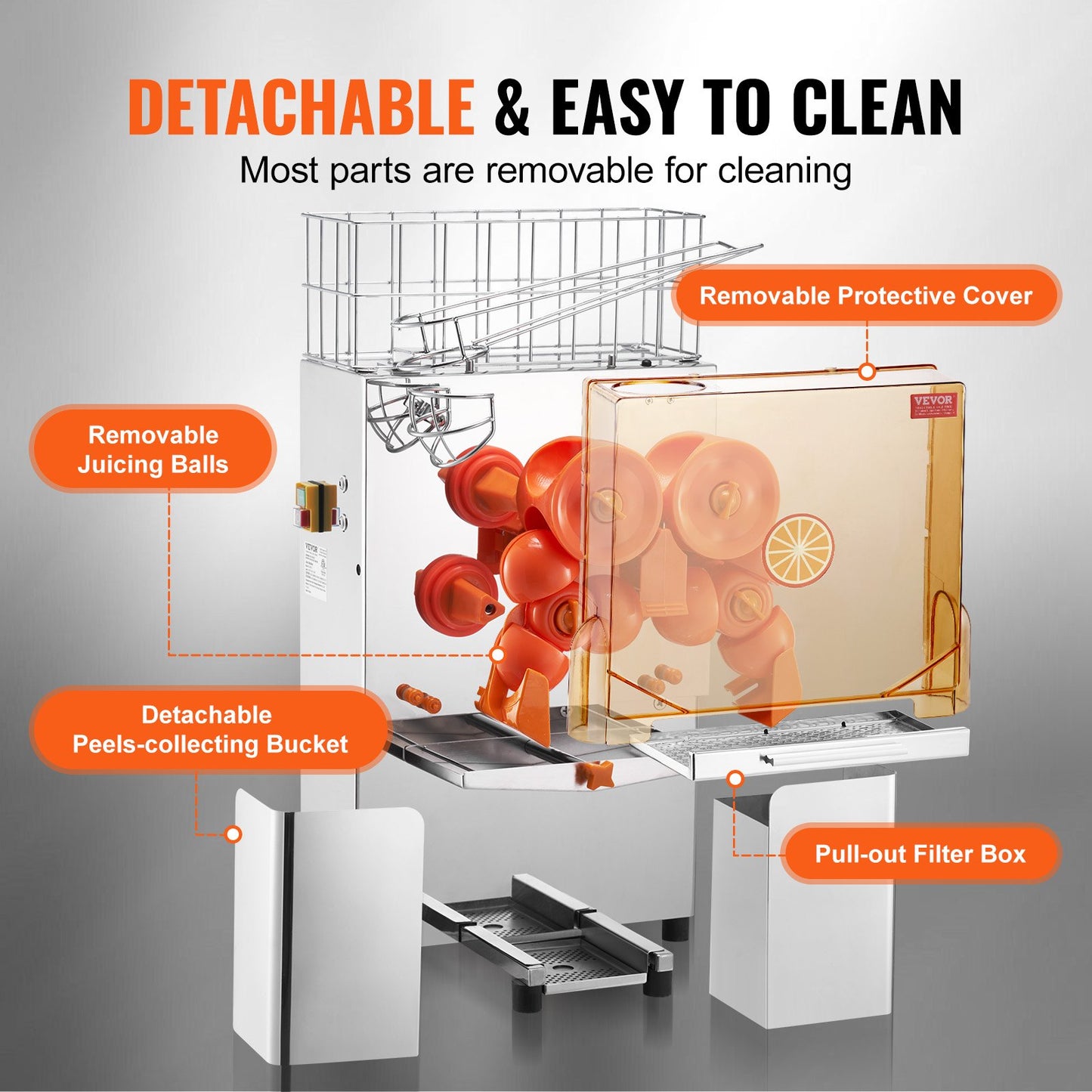 Commercial Orange Juicer Machine 120W Juice Squeezer Extractor Filter Box