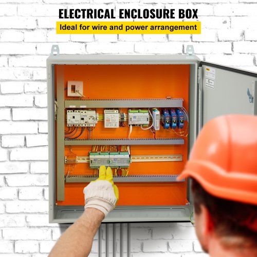 Elektrisches Gehäuse, 60 x 60 x 30 cm, UL-zertifiziertes NEMA 4-Außengehäuse, IP65 wasserdichter und staubdichter Anschlusskasten aus kaltgewalztem Kohlenstoffstahl mit Scharnieren für den Innen- und Außenbereich, mit Regenschutz | EU