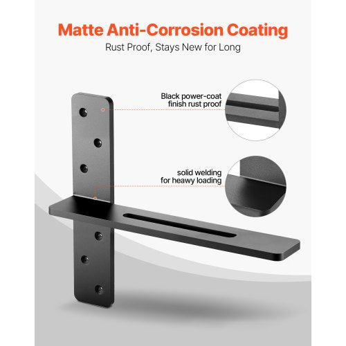 2 shelf brackets 14 inch / 355.6 mm heavy duty floating shelf brackets