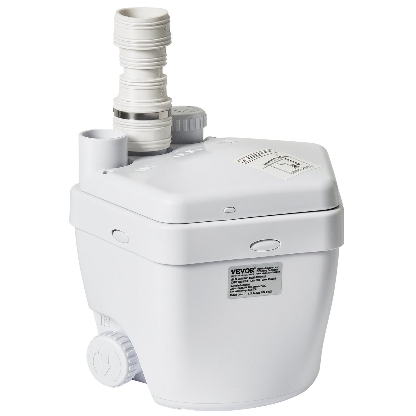 Utility Sink Pump Tvätt Sink Drän Pump System 200W 1500GPH 18ft Head 1-1/2" Utlopp Lågt dräneringsuttag Korrosionsbeständigt Lågt ljud för villakällare, tvättmaskiner, mångsidiga diskbänkar och barer