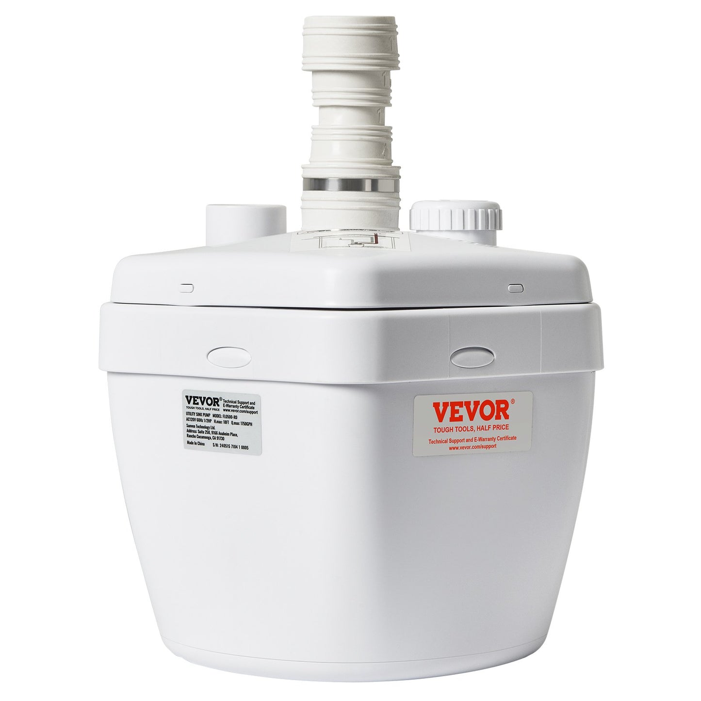 Utility Sink Pump Tvätt Sink Drän Pump System 200W 1500GPH 18ft Head 1-1/2" Utlopp Lågt dräneringsuttag Korrosionsbeständigt Lågt ljud för villakällare, tvättmaskiner, mångsidiga diskbänkar och barer
